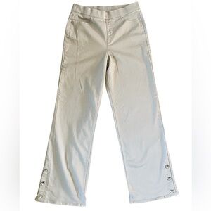 Isaac Mizrahi Live! True Denim Wide Leg Pants Size 8 Tall Pull-On Button Detail